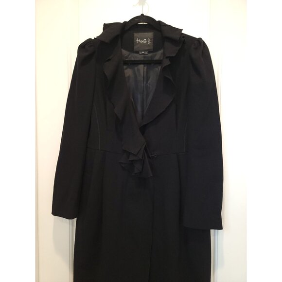 Hanii Y Black Wool Princess Seam Trench Coat Size 44/8 Korea - Picture 3 of 7